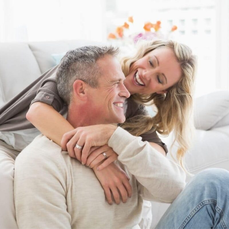 man and woman embracing