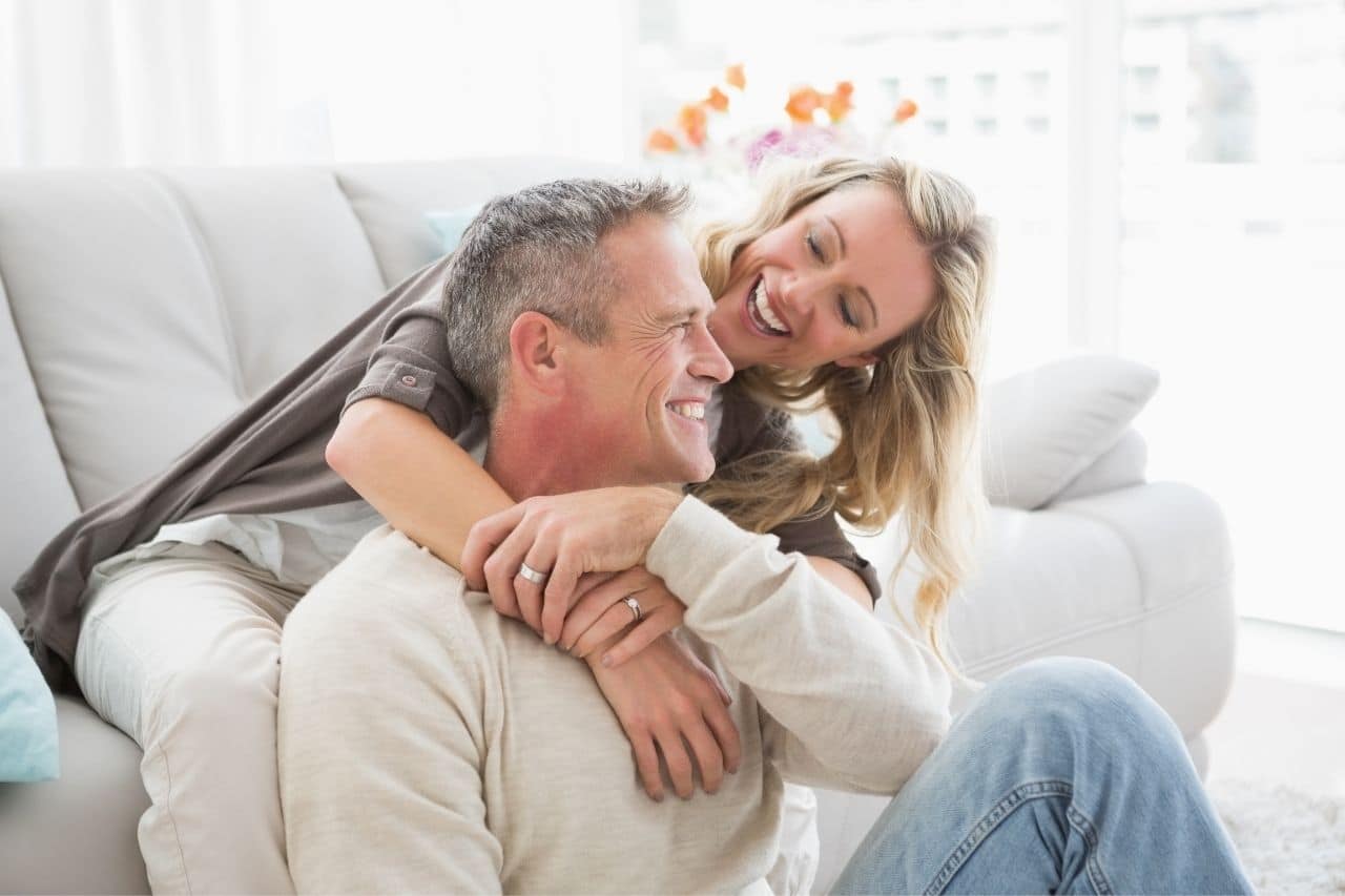 man and woman embracing